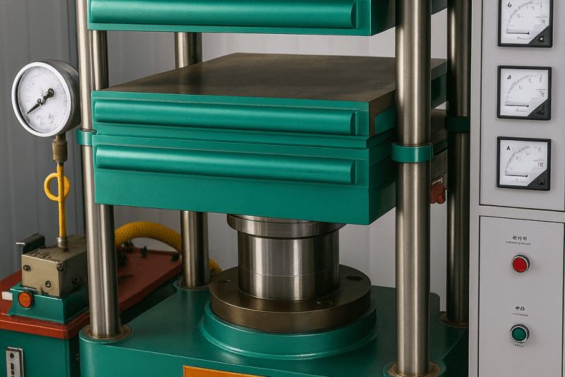 Laboratory plate vulcanizer for rubber compound curing and testing