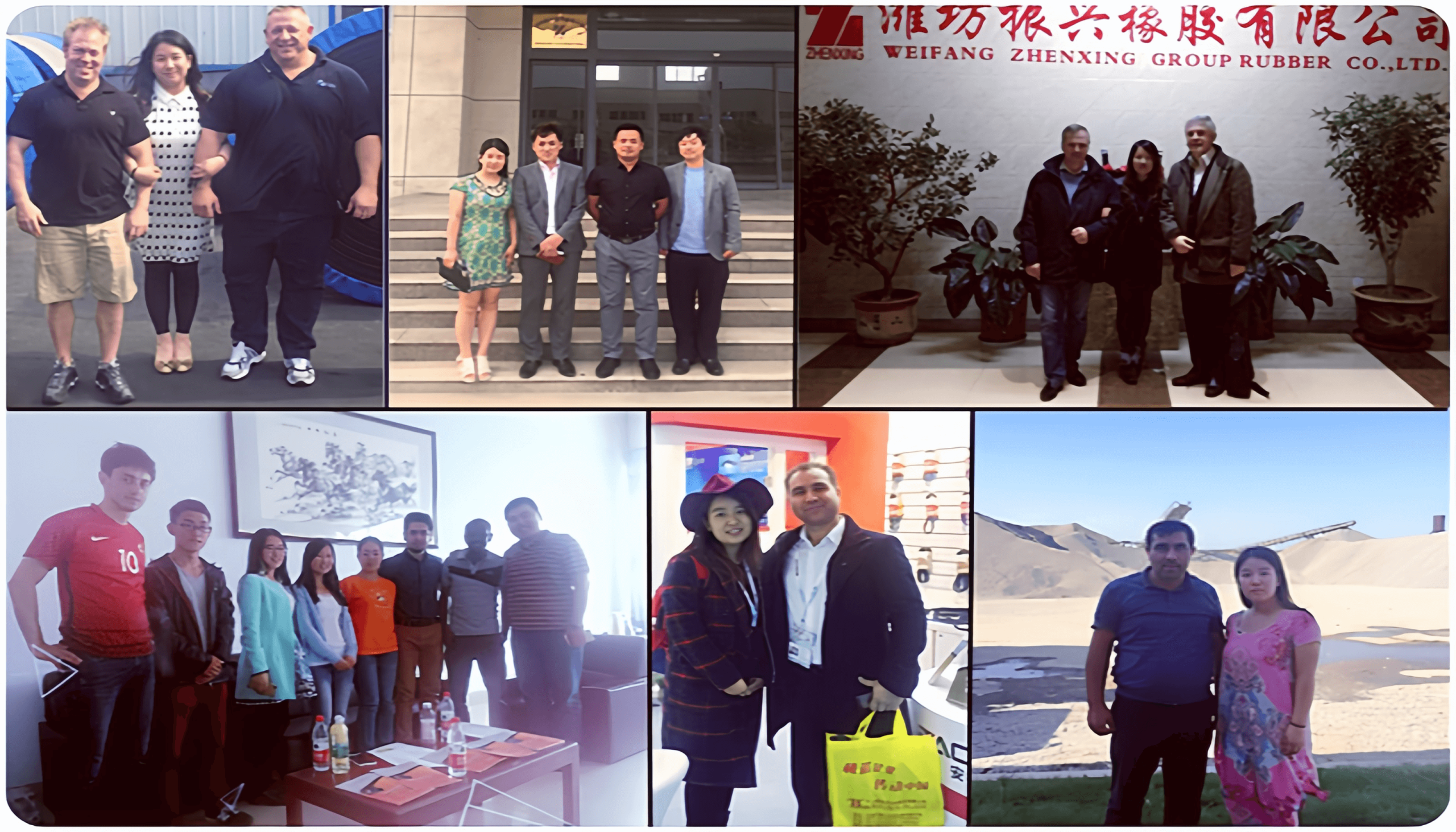 UK, Kazakhstan and Russia customers visiting conveyor belt factory for cooperation discussion