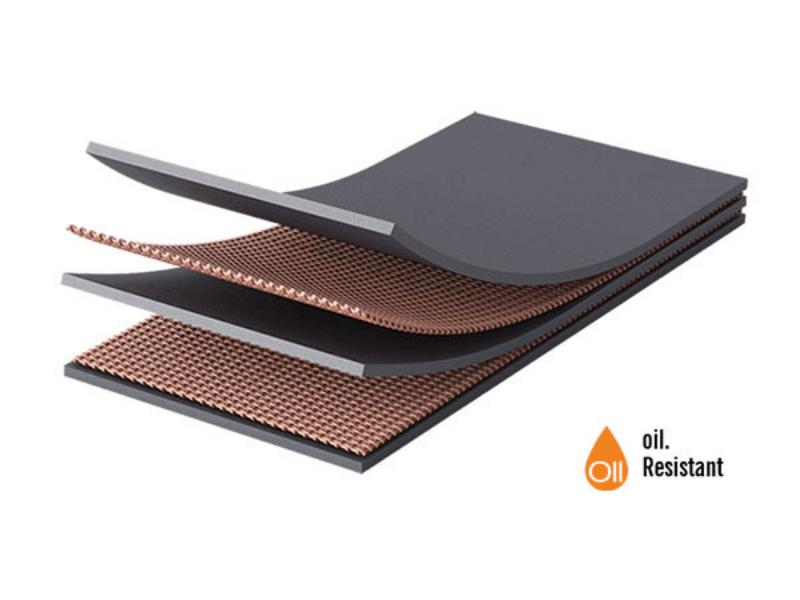 Oil resistant conveyor belt designed for conveying oily materials