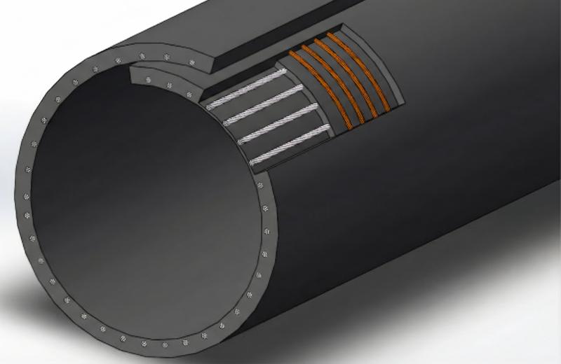 Pipe conveyor belt designed for enclosed and dust-free material conveying