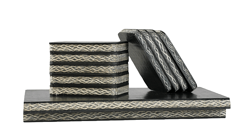 Solid woven PVC PVG conveyor belt structure for flame retardant applications