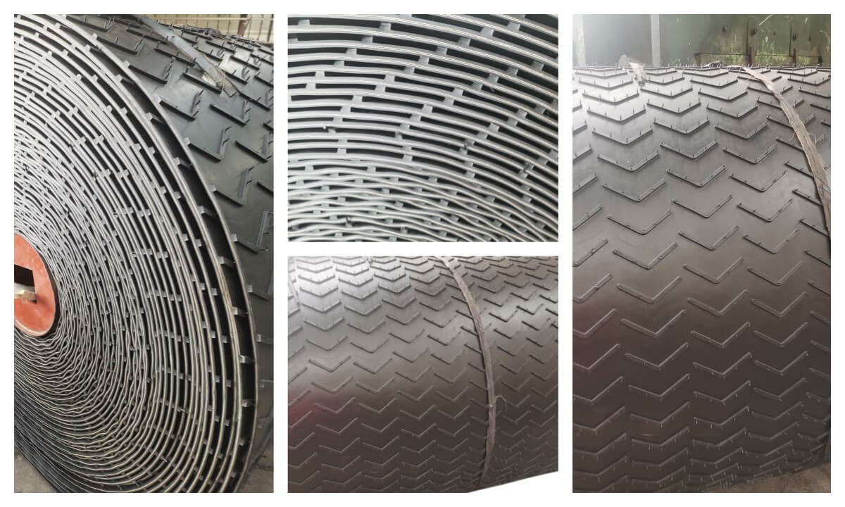 multi V 6.35mm chevron pattern rubber conveyor belt for inclined bulk material conveying