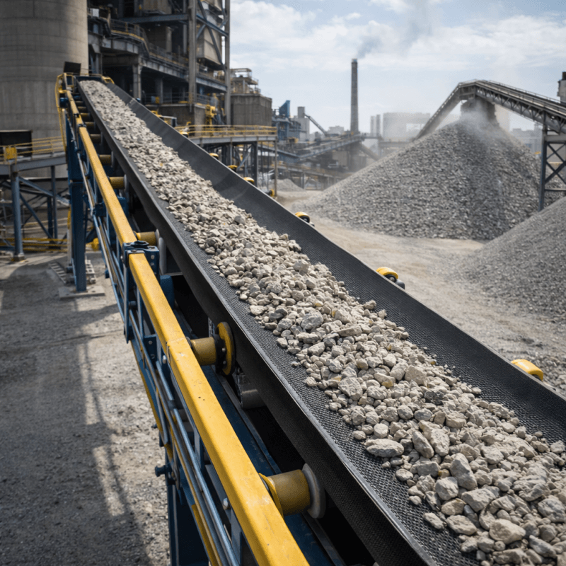 Rough top conveyor belt used for aggregate and cement plant material handling