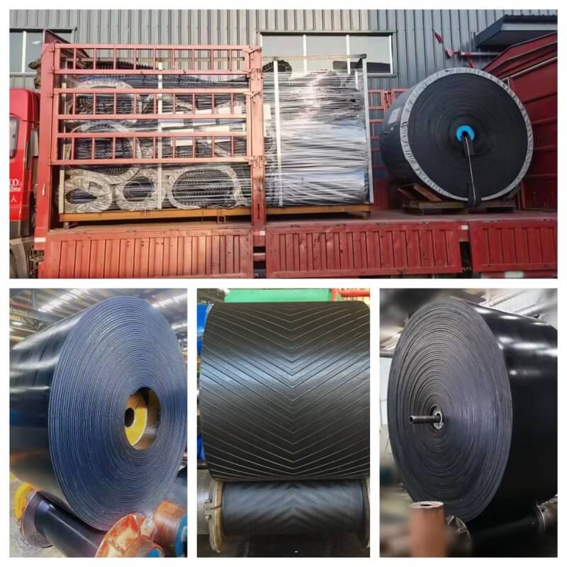 Solid Woven PVC PVG conveyor belt large rolls ready for shipment, mining conveyor belt manufacturer factory export supply
